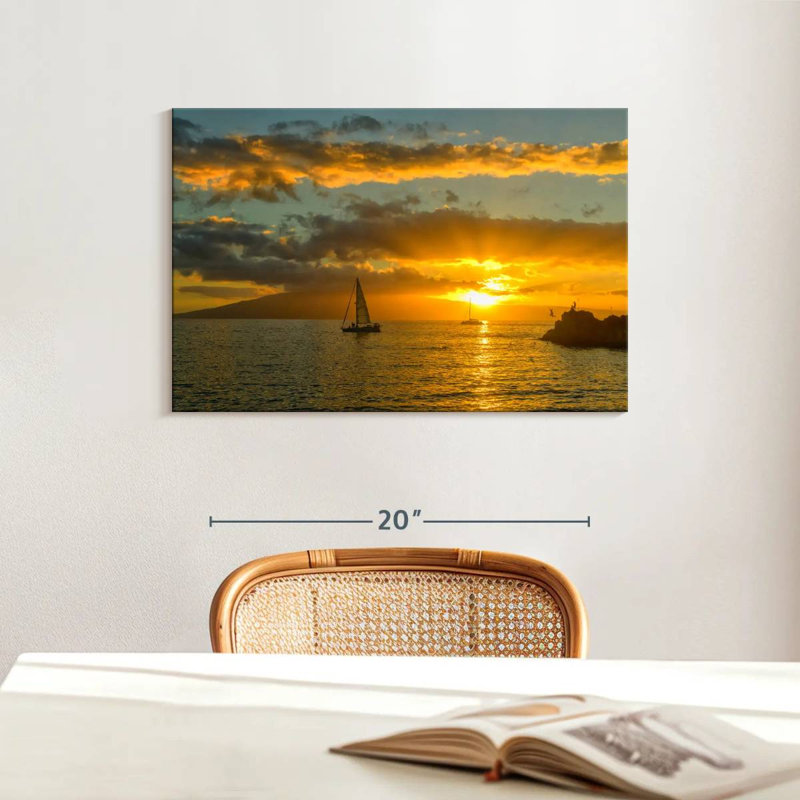 Kaanapali Gillard, gens au coucher du soleil, H 16 po x l 24 po