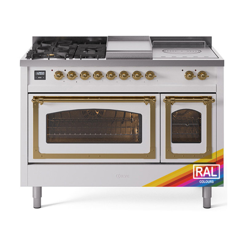 ILVE Nostalgie II Noblesse 48 inch Dual Fuel Range, Brass, Liquid Propane