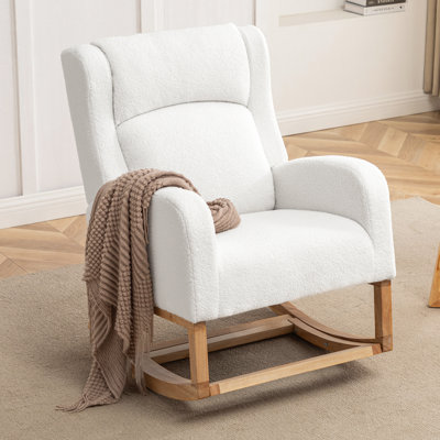 27.3" Wide Rocking Chair with Solid Wood Leg and Footrest