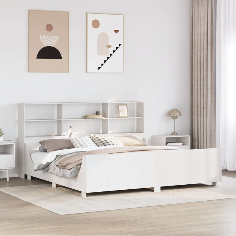 Boilleau Solid Wood Bed, 180 x 200 cm, White