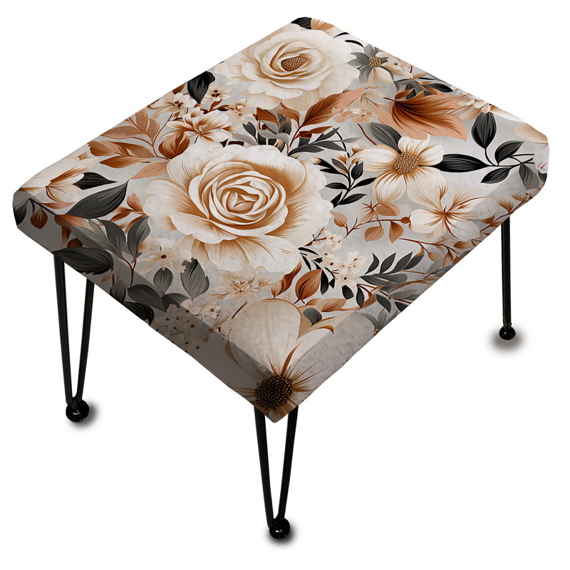 Classic Vintage White Garden Melodies - Floral Rectangle Ottoman