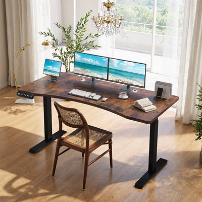 UnaFlora 63"X30" Dual Motor Height Adjustable Electric Standing Desk With 4 Memory Presets, Cable Management