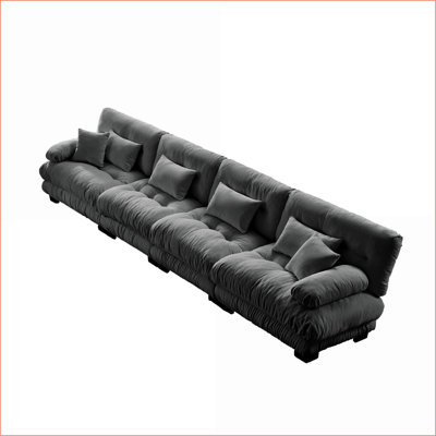 Canapés-lits | Canapé modulaire 4 places à assise profonde pour salon, appartement, studio | Gris ardoise | Chenille