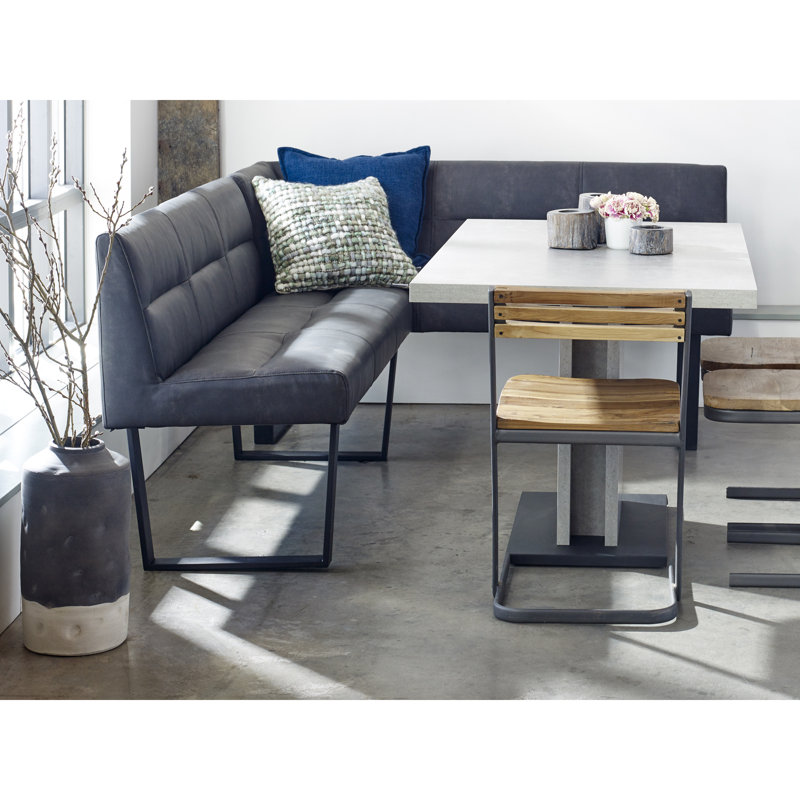 Hanlon Upholstered Corner Bench, Dark Gray