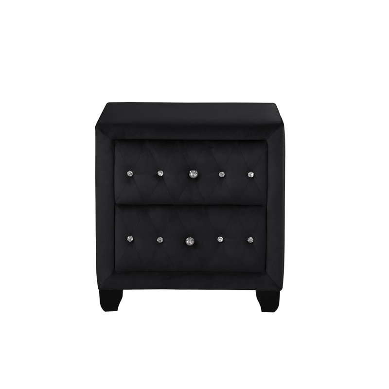 Rausch 4 Piece Bedroom Set, Queen, Black, 4 Pcs: Bed, Nightstand, Mirror, Dresser