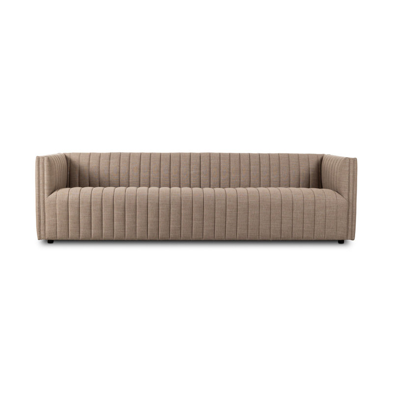 Brandt Tufted Velvet Sofa, 26.5" H x 97" W x 35" D, Crypton Nomad Taupe
