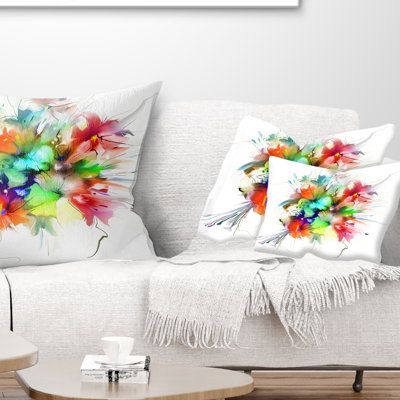 Fleurs d'été en différentes couleurs - Coussin décoratif à imprimé floral