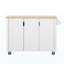 Îlot de cuisine cannelé de 51 po avec abattant, îlot de cuisine d'appoint sur roulettes avec support de rangement interne, chariot de cuisine roulant avec porte-serviettes pour la cuisine, la salle à manger, le frêne blanc-559067875