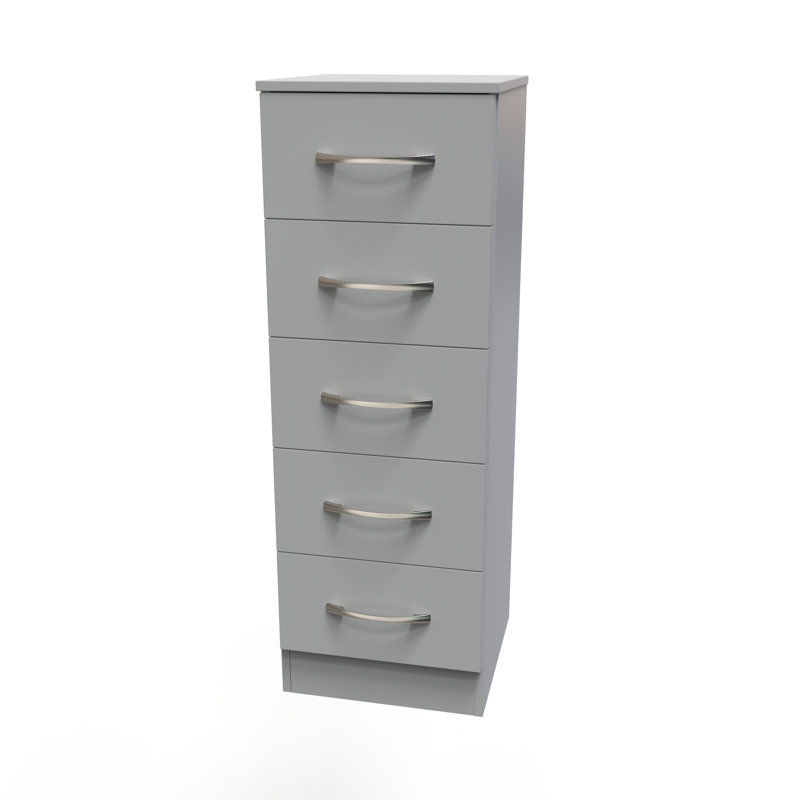 Fully Assembled Alinuswe 5 - Drawer Chest of Drawers, Dusk Grey