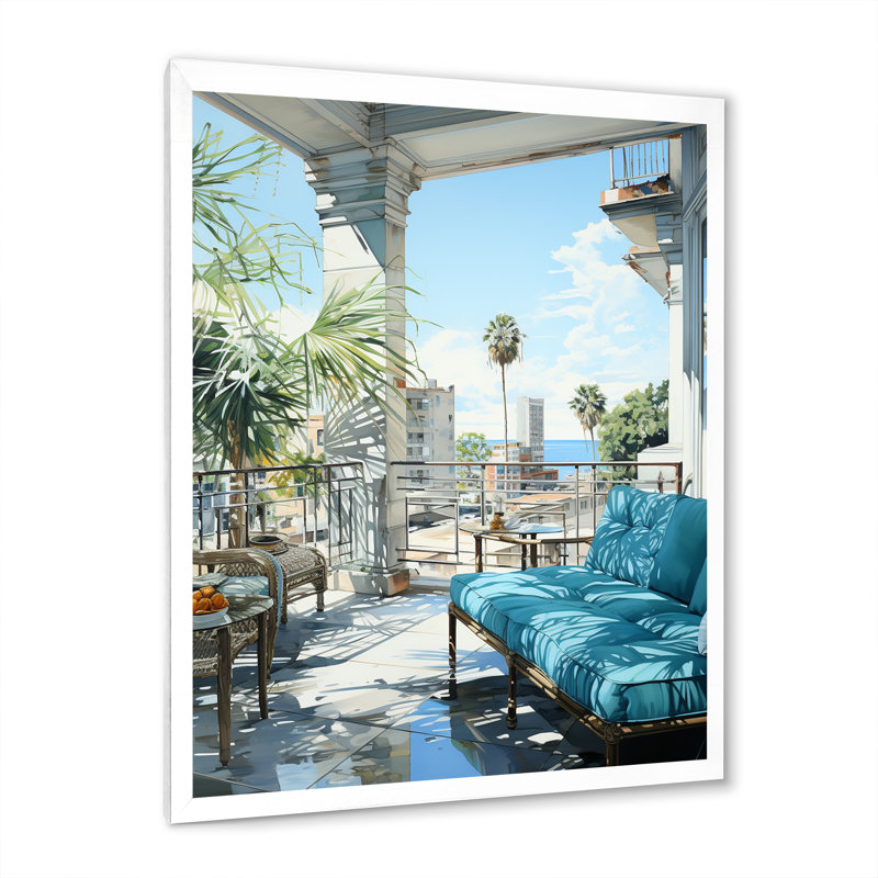 «Miami Rooftop Escape On», reproduction sur toile, Cadre photo blanc, H 32 po x l 24 po x P 1 po