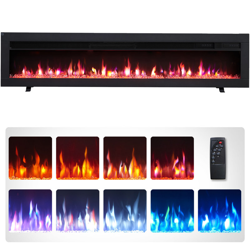 FLAMEKO Dilton 3-in-1 Electric Fireplace with Logs & Crystals, 9 Colour Flame Effect, Media Wall Compatible, 1.8kW Heater
