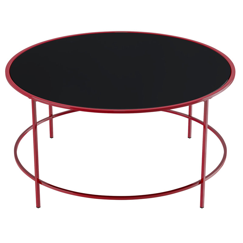 Silverlock Glass Top Single Coffee Table, Red