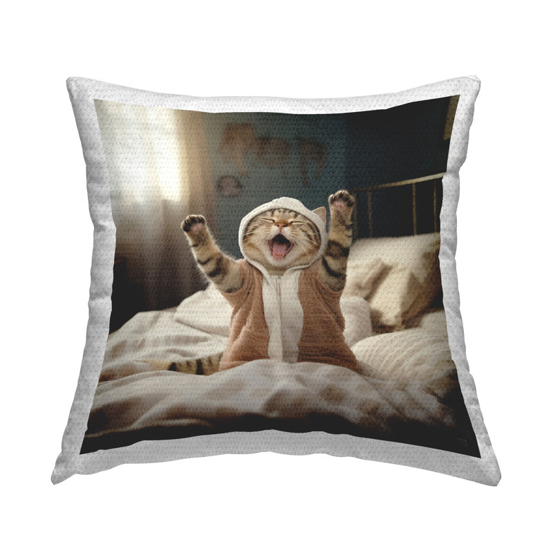 Coussin d'extérieur Sleepy Yawning Cat