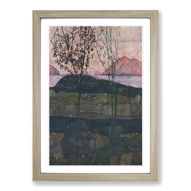 Setting Sun by Egon Schiele - Framed Print, 65cm H x 48cm W x 2cm D, Oak Framed