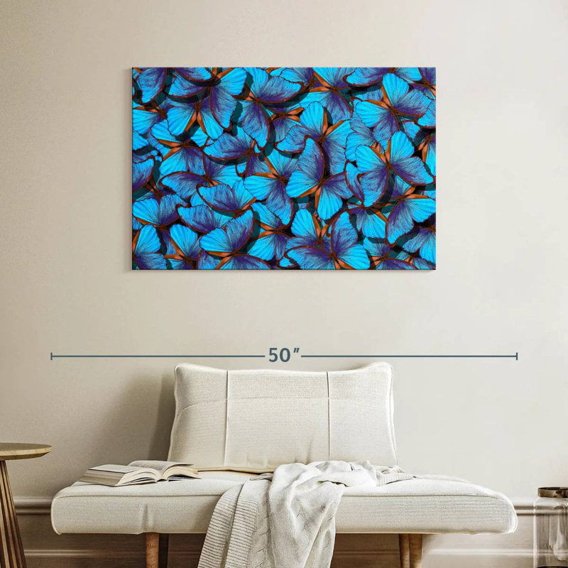 Essaim de papillon bleu Brampt, H 26 po x l 39 po