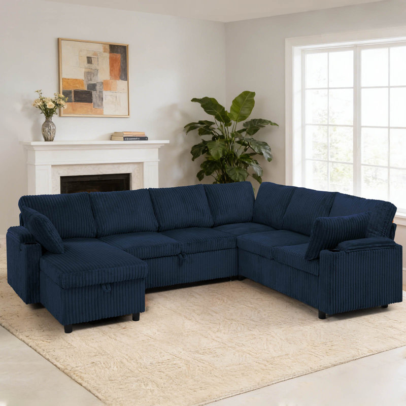 Canapé-lit modulaire Corduroy, Bleu