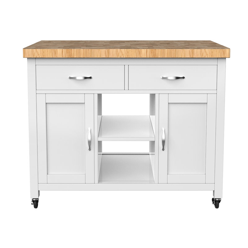 Dheeran Kitchen Island, White