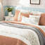 Courtepointe 6 pièces en corail réversible, double / grand, coussins décoratifs en coton avec bordure, brodé