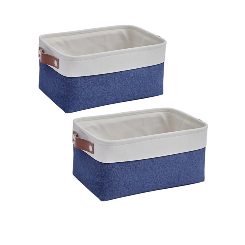 2Pcs Storage Baskets for Shelves - Fabric Storage Bins, Linen Closet Organizers and Storage, Blue