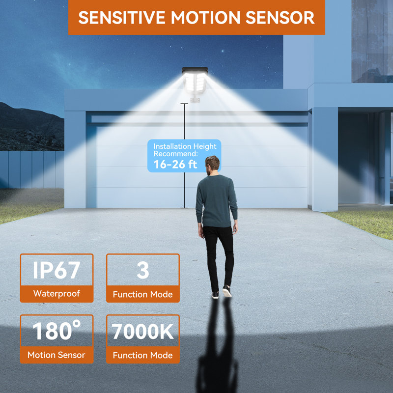 Solar Lights Outdoor, Ip66 Waterproof Street Lights Outdoor, 6500k Dusk To Dawn Solar Security Flood Lights Motion Sensor With Remote Control For Yard, Entryway Garage