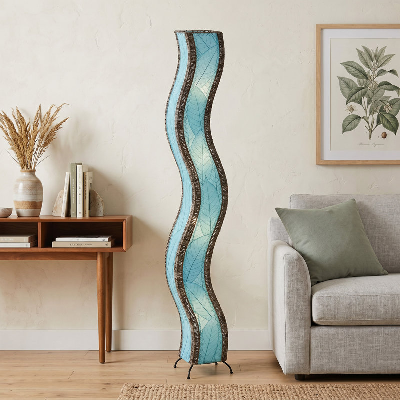 Lampe sur pied colonne Gertie, Bleu mer, 72"