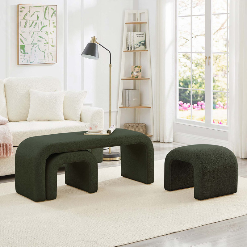 Banc 3 pièces en forme de U, Vert foncé