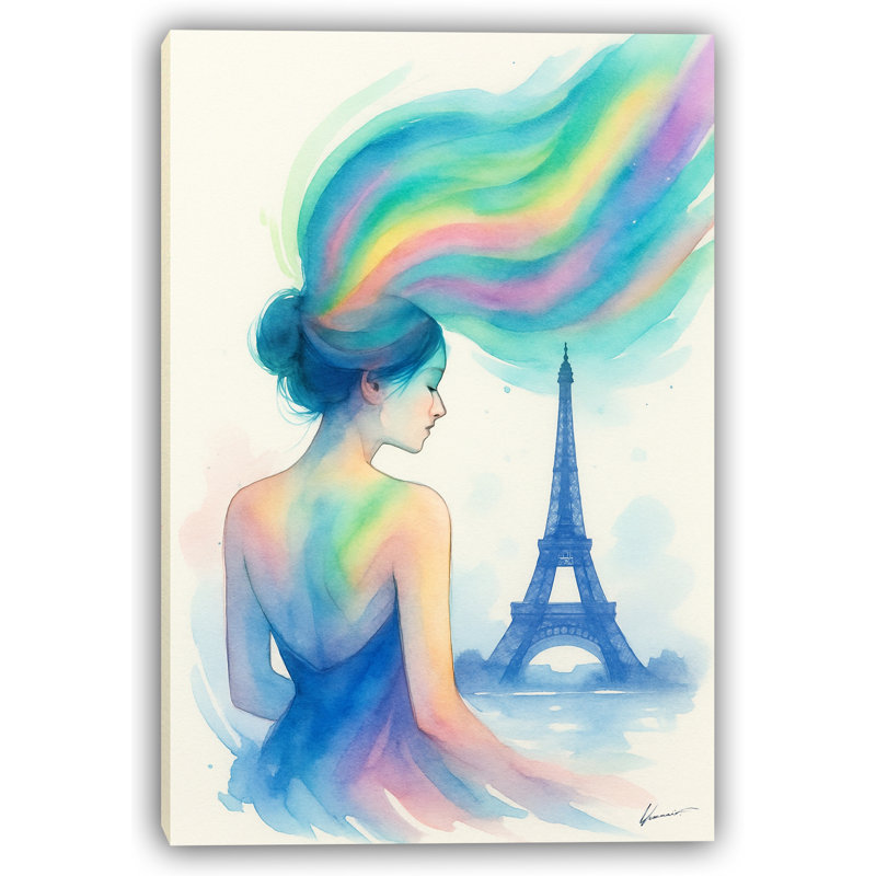 Parisian Dream - arc-en-ciel et aquarelle de la Tour Eiffel