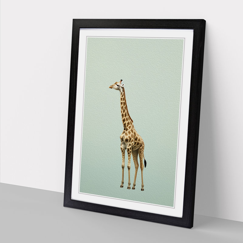 Giraffe Minimalism No.2 - Framed Print, 64cm H x 46cm W x 2cm D, Black