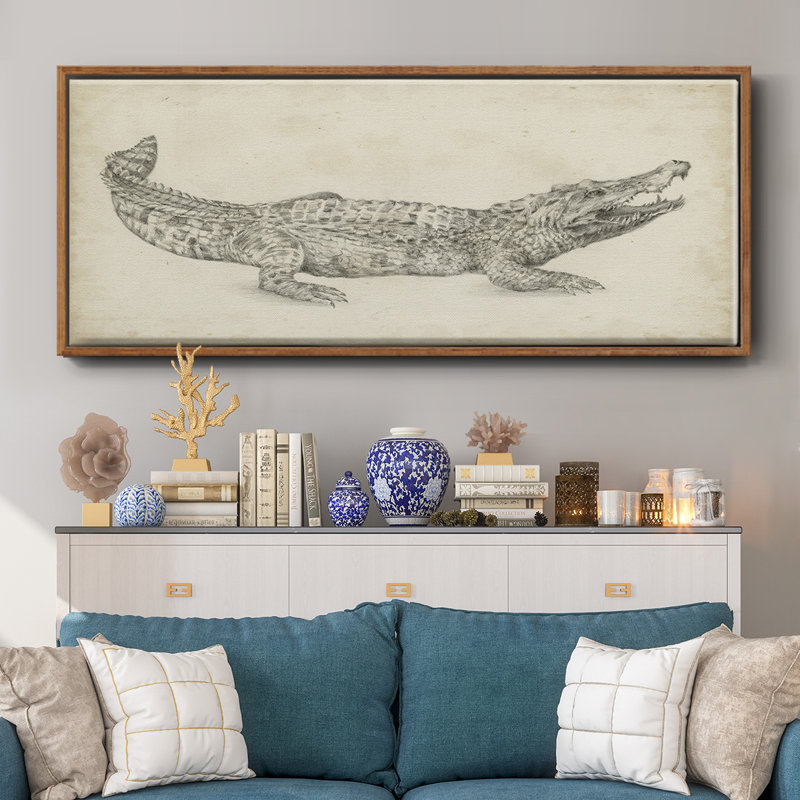 Croquis de crocodile - toile encadrée, H 24 po x l 60 po