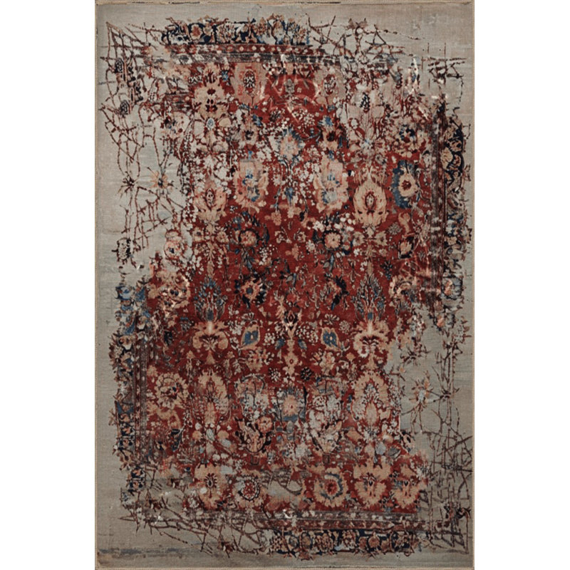Tapis décoratif beige rétro à motif traditionnel abstrait lavable à la machine, Tapis de couloir 3 pi 3 po x 6 pi 7 po