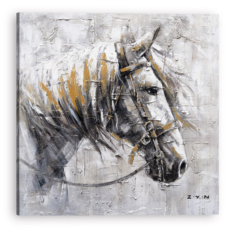 Cheval - peinture sur toile tendue, H 30 po x l 30 po x P 2 po
