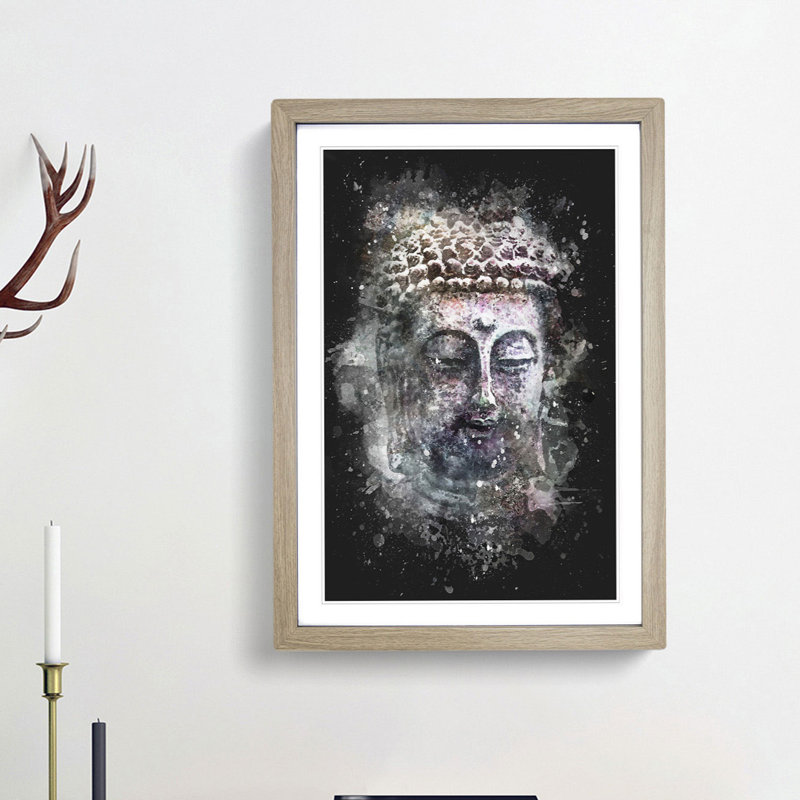 Peaceful Buddha - Picture Frame Graphic Art Print, 33cm H x 24cm W x 2cm D, Oak Framed