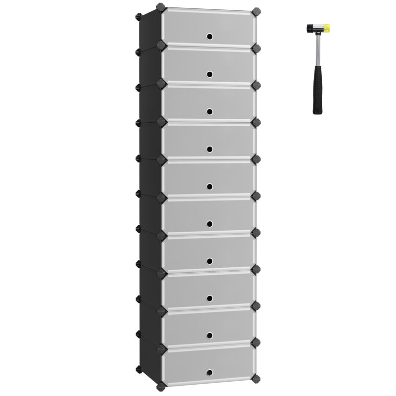 10 Pair Stackable Shoe Storage Cabinet