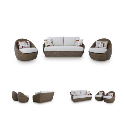 Causeuse d'extérieur avec 2 chaises pivotantes UKee (ensemble de 3)