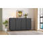 Buffet avec rangement, buffet avec amplement d'espace de rangement, crédence à 4 portes cannelées avec tablettes réglables pour la salle à manger et le salon (NOIR)-1468687989