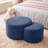 2-Piece Round Ottoman Set for Living Room, Modern Corduroy Footstool with High-Density Foam, Blue-1256142939