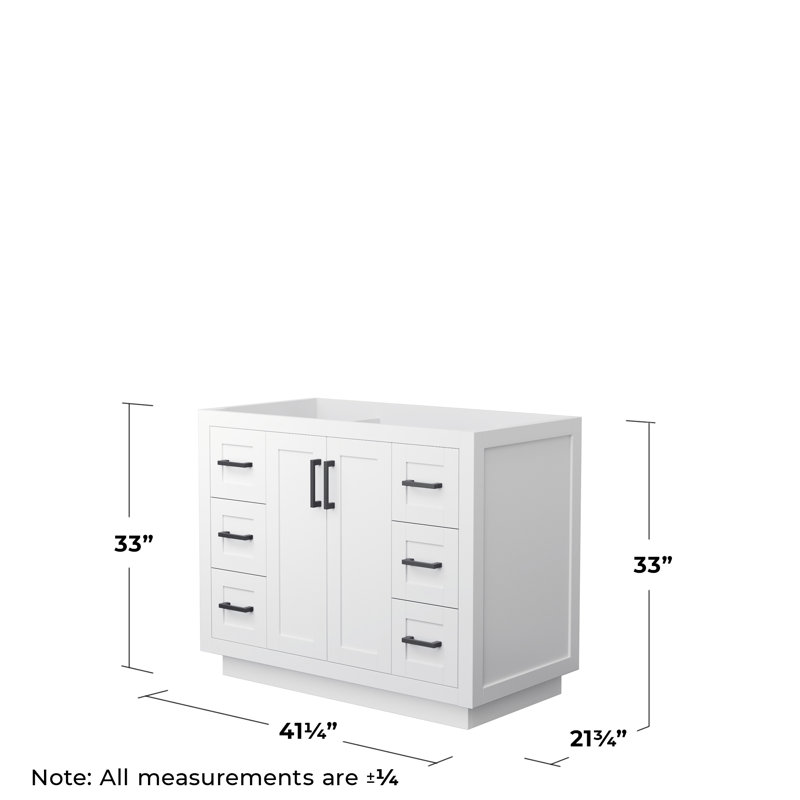 Base de meuble-lavabo simple autoportante 41,25 po Miranda, Blanc / noir mat
