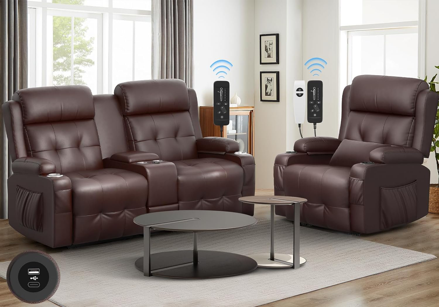 Latitude Run® Emi Reclining Loveseat, Massage Loveseat Recliner Sofa