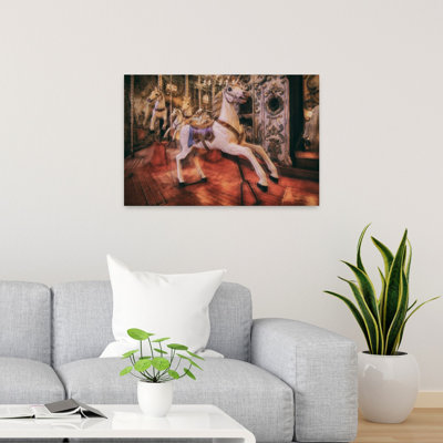 Vintage Carousel Horses Classic Dreamy Retro Horse Architecture Wall Art Print