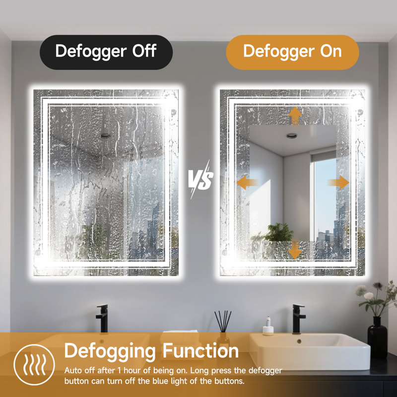 Frameless LED Bathroom Mirror,Smart Mirror, 60" x 36"
