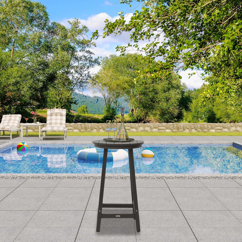 Table de bar d'extérieur grise, idéale pour la terrasse et la piscine, Gris