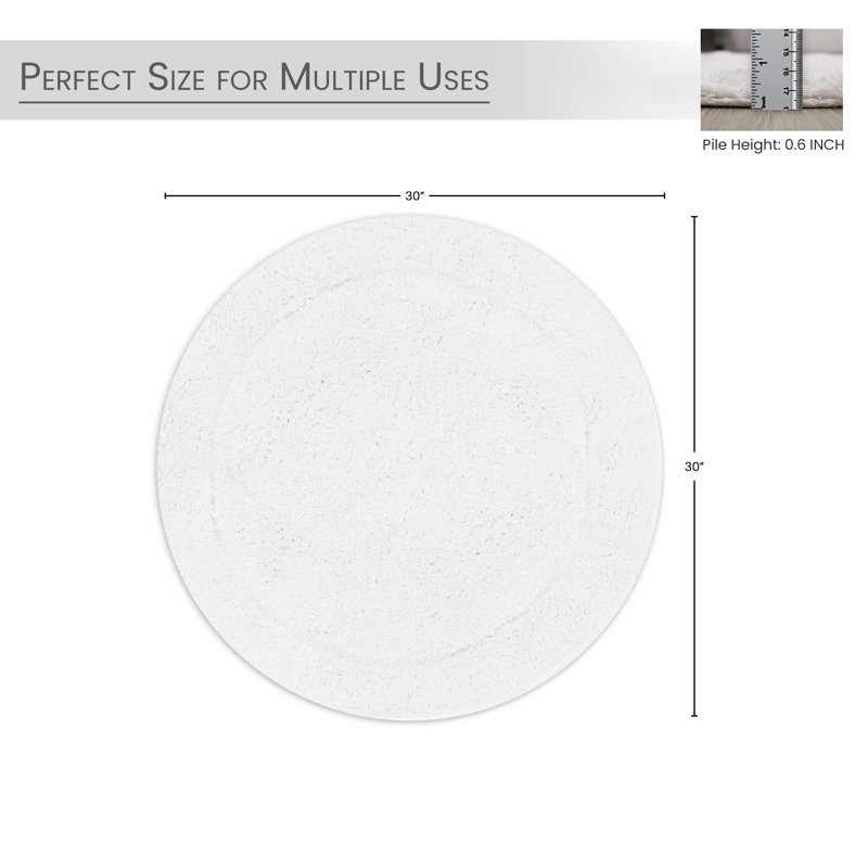 Tapis de salle de bain, Blanc, Rond 30 po