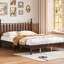 Grand lit avec tête de lit en forme de gourde, style rétro, lit en bois de style noyer, aucun sommier requis, fabrication en bois,