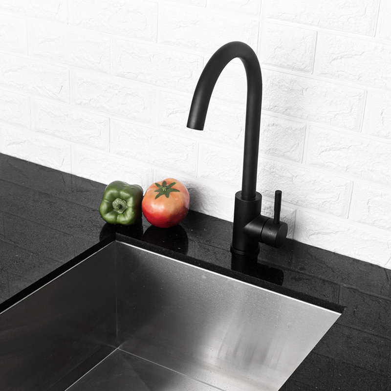Matte Black Kitchen Sink Faucet With Single Handle - 304 Stainless Steel Construction, 360 Rotatable Spout, Rust And Corrosion , Easy Daily Cleaning, Simple Installation, 1.75 Gpm Max Flow, Includes