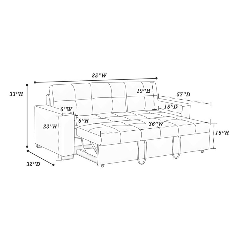 Sleeper Sofa Convertible Sofa Bed Sofa Arm Sofa Bed Couch Comfy Sofa Modern Sofa,Faux Leather Sofa