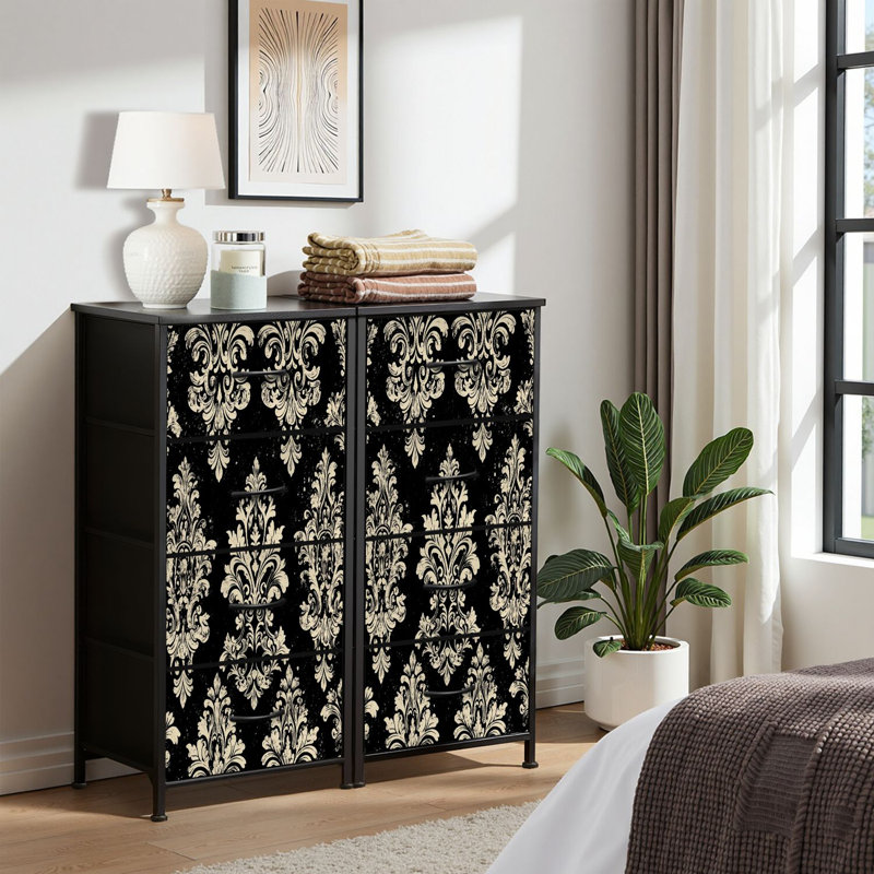 Commode pour commode de chambre à coucher pour garde-robe de chambre moderne et élégante avec broderie abstraite grunge pour commodes et commodes