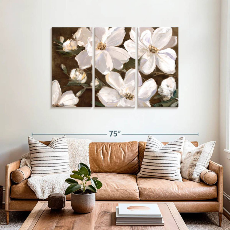 Harnek White Chocolate Blooms II, 36" H x 57" W