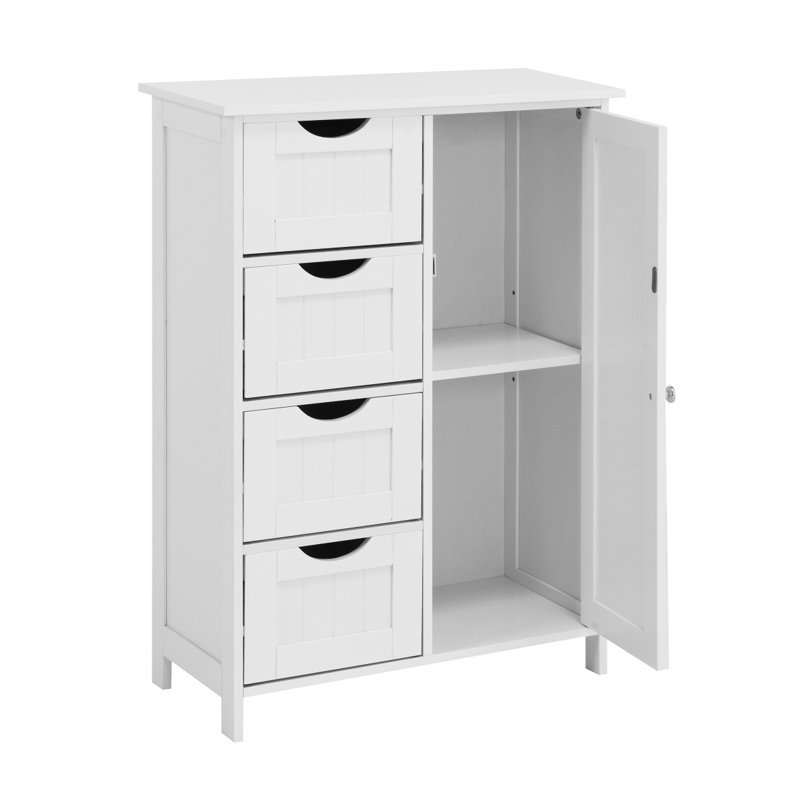 Armoire de rangement pour salle de bain, armoire de plancher avec tablette réglable et tiroirs