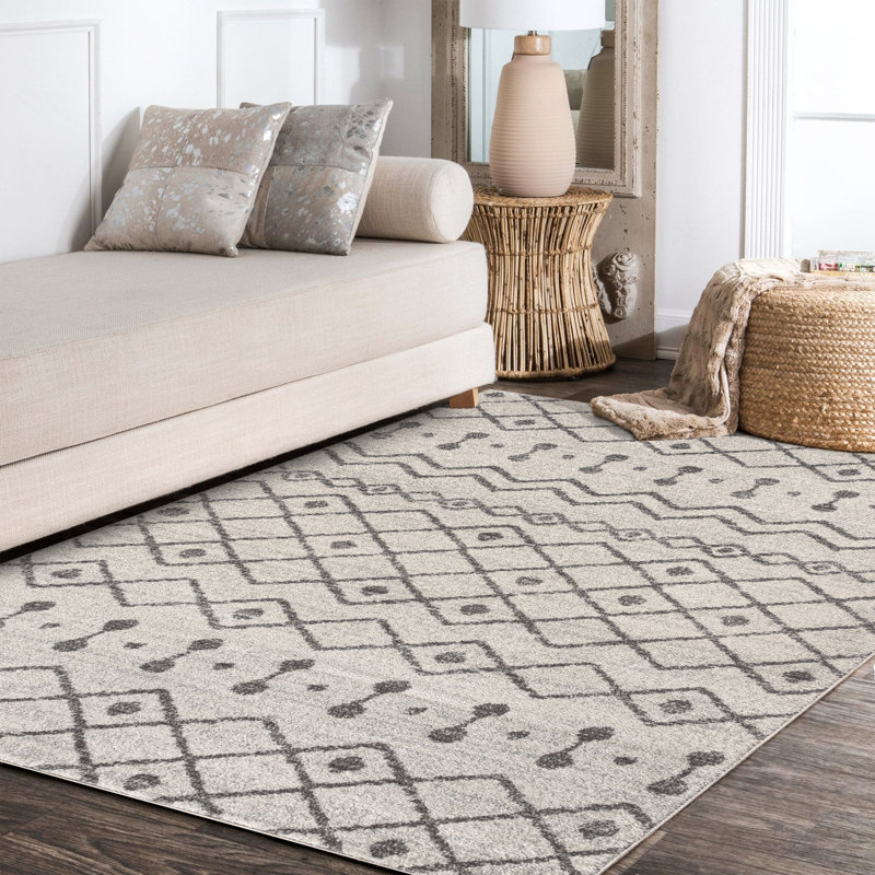 Bousquet Moroccan Beni Souk Cream/Gray Rug, Rectangle 5'3" x 7'7"