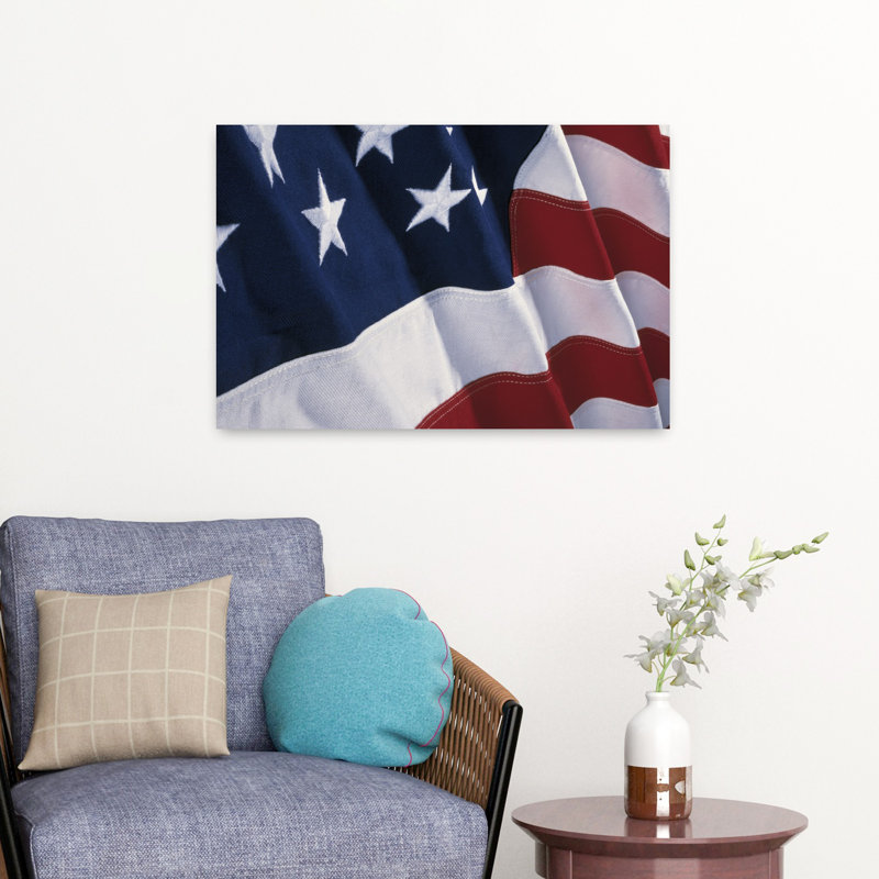 Drapeau américain, paysage contemporain abstrait, art naturel, H 16 po x l 24 po